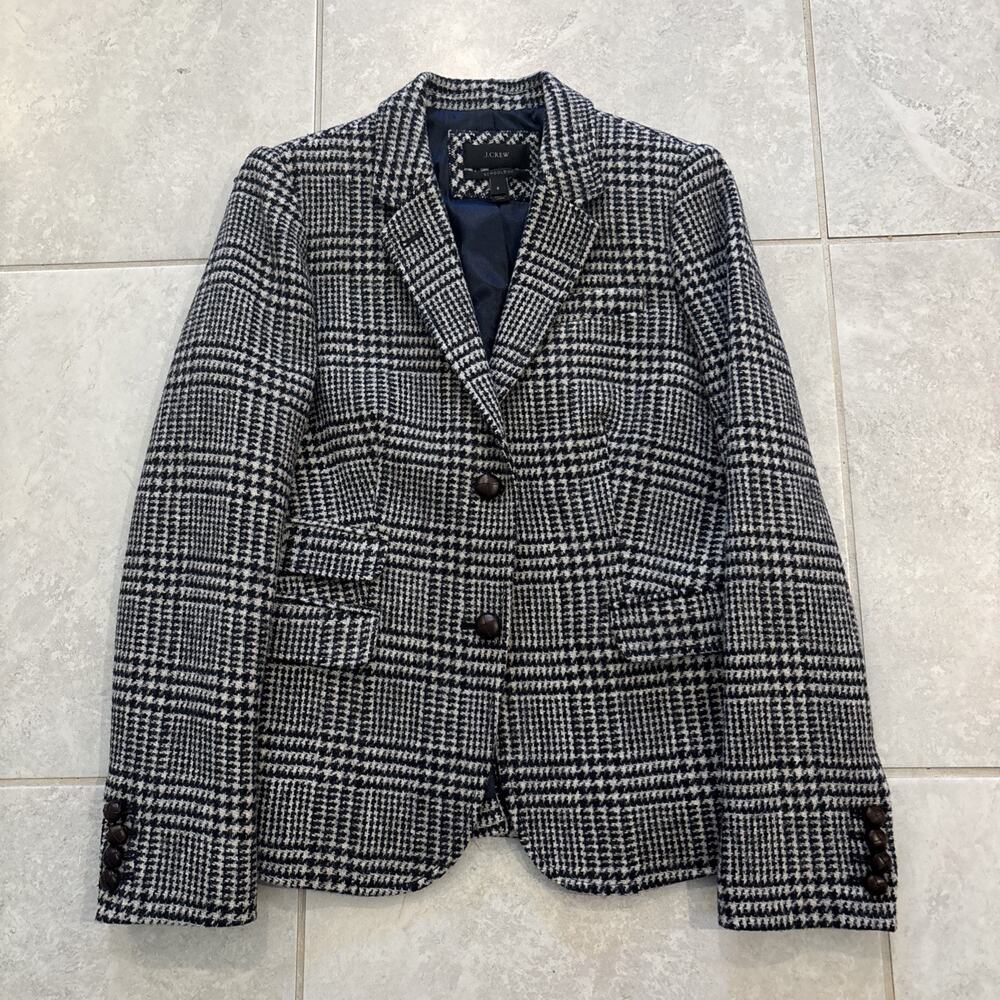 J. CREW Blazer Jacket Schoolboy Houndstooth Plaid Sz 8